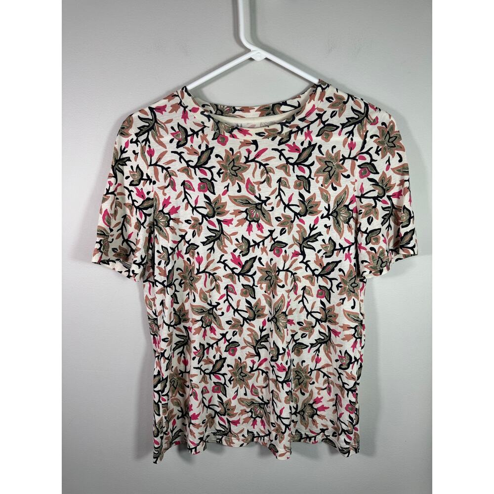 Tory Burch Floral Print Pima Cotton T Shirt Size Small